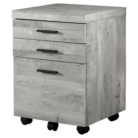 DAPHNES DINNETTE 3 Drawer Grey Reclaimed Wood Filing Cabinet on Castors DA2618154